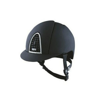 KEP Cromo textile black grid, black chinstrap + Swarovsky