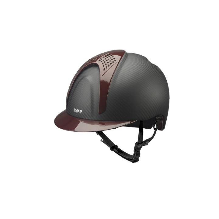 KEP Opaque black crown carbon, Red shiny visor + 2 inserts red