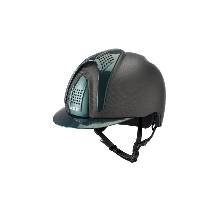 KEP Opaque black crown carbon, Green shiny visor + 3 inserts green