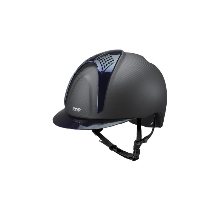 KEP Opaque Black crown włókno węglowe, Blue shiny visor + 2 wkładki Blue