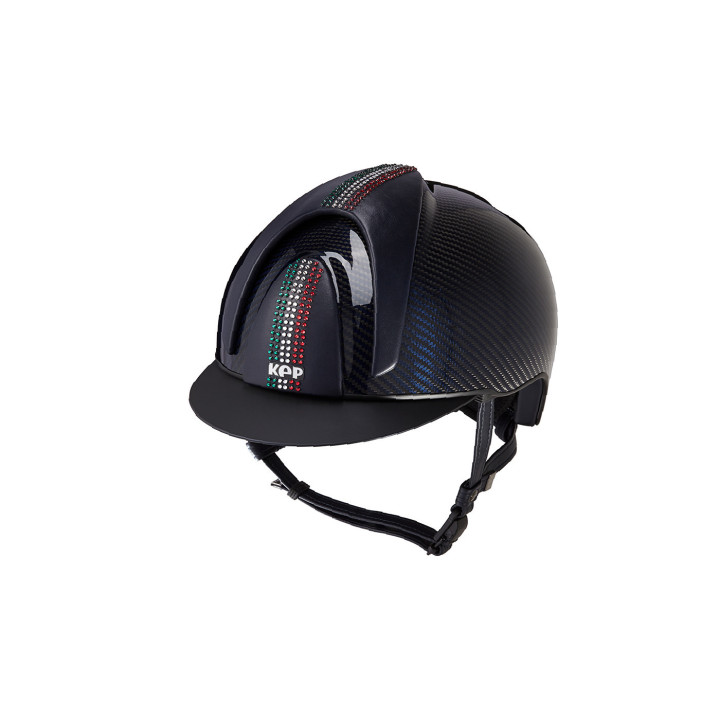 KEP Italia E-light shine niebieski carbon, matowy niebieski daszek, magnetyczny pasek podbródkowy